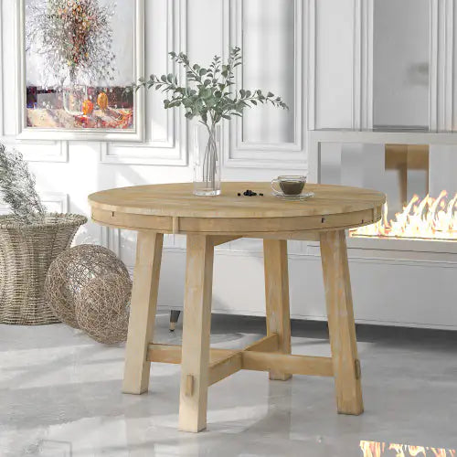 Circular Expandable Solid Wood Dining Table