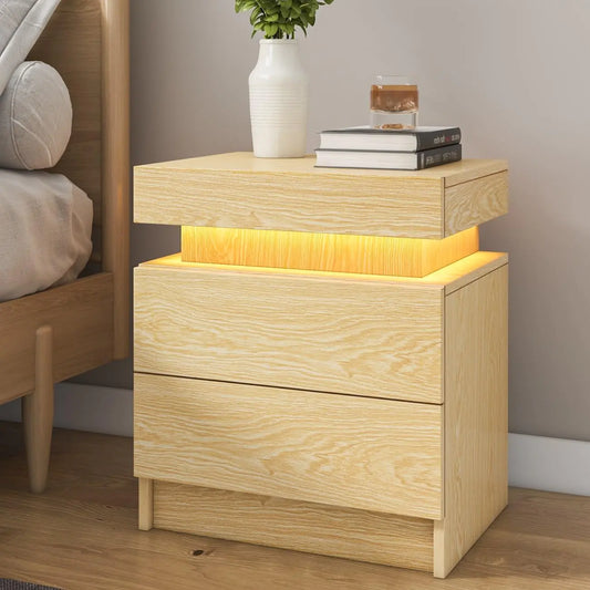 Modern 20.5" LED Nightstand with 2 Drawers