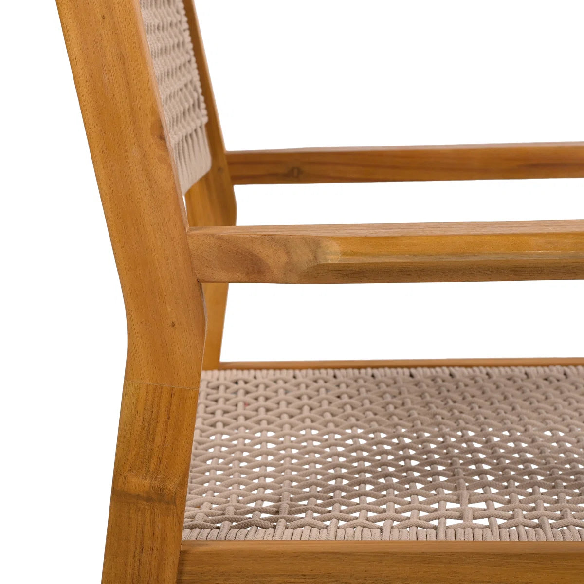 Set of 2 Teak Rope Outdoor Chairs – Acacia Wood Patio Chairs