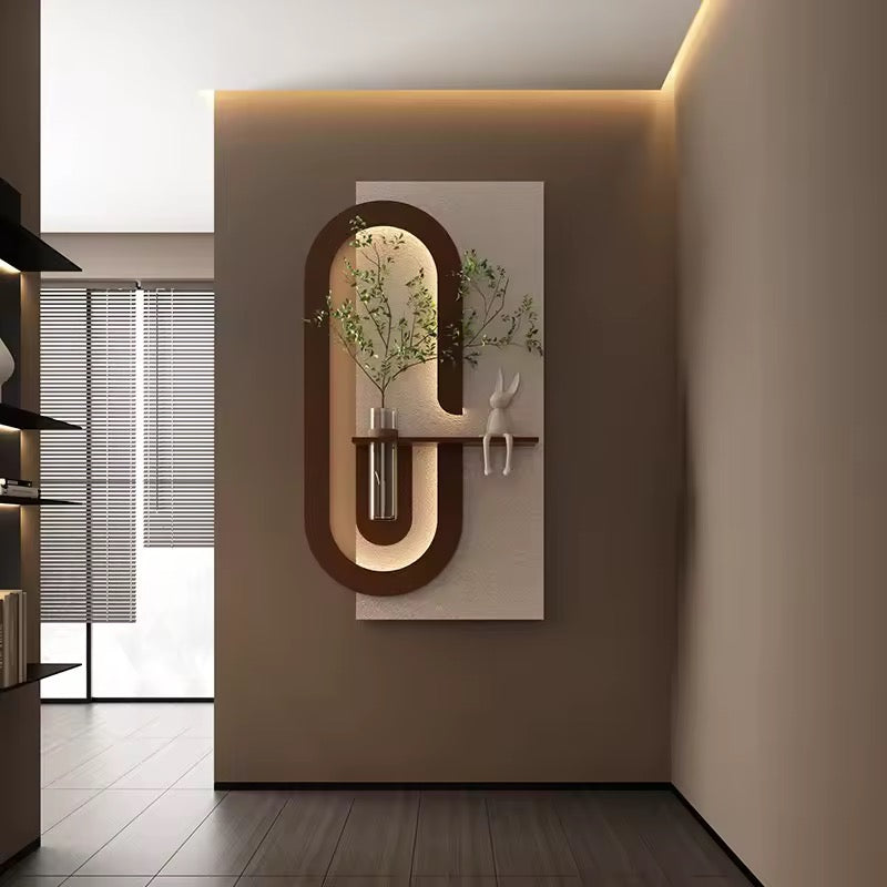 LED Wall Art with Green Plant, 3D Modern Wall Decor