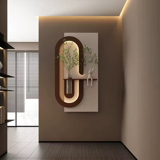 LED Wall Art with Green Plant, 3D Modern Wall Decor