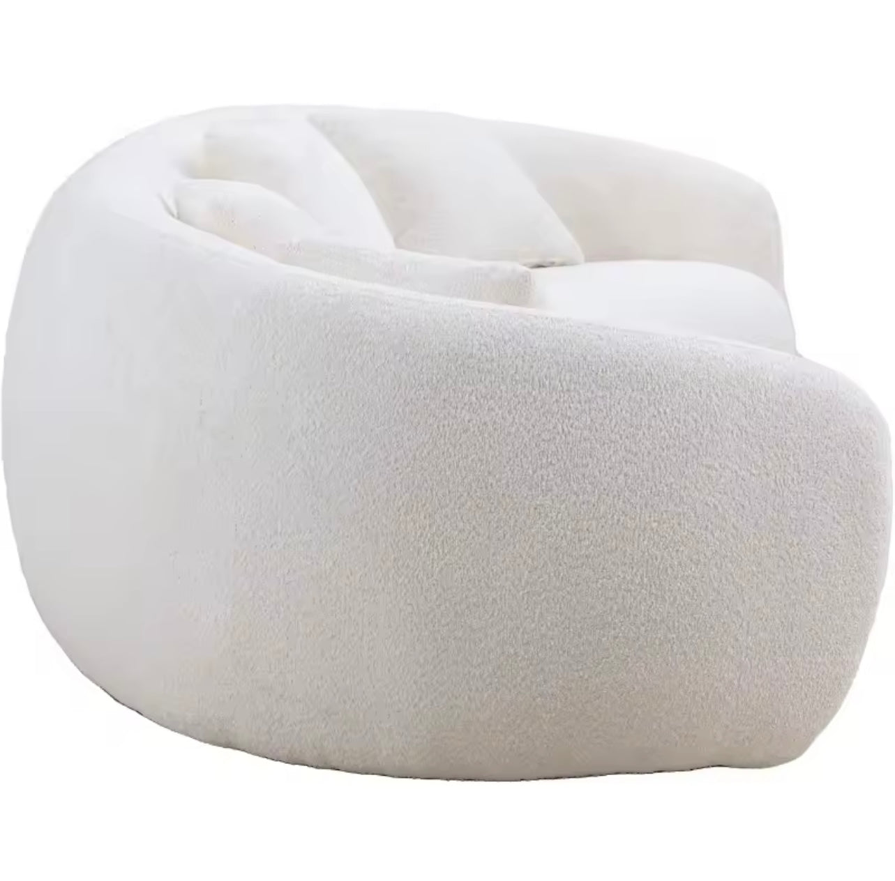 Curved Boucle Half-Moon Sectional Sofa, 103” White 5-Seater Couch