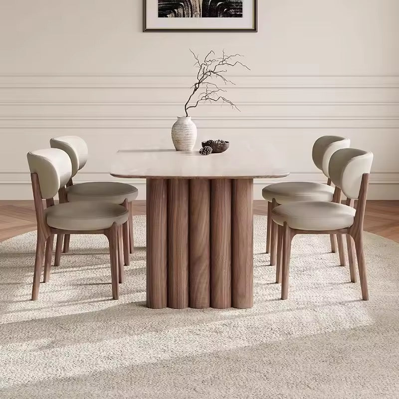 Italian Solid Wood Dining Table, Curved Edge Design, Oak / Walnut