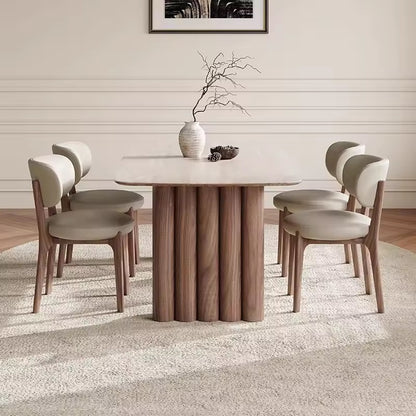 Italian Solid Wood Dining Table, Curved Edge Design, Oak / Walnut