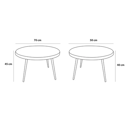 Set of 2 Modern Small Coffee Tables, Walnut Nesting Coffee Tables