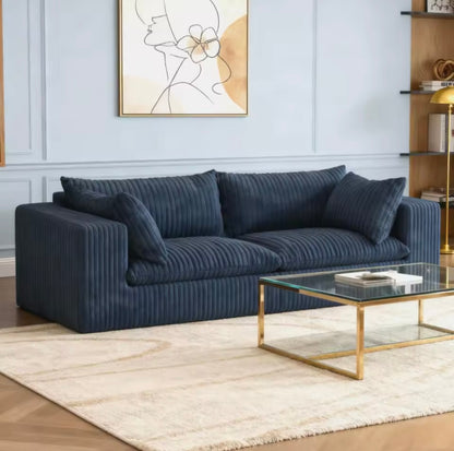 78.8” Compact Cloud Sofa, Black Corduroy Loveseat