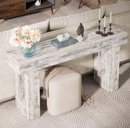 63” Farmhouse Console Table, Wooden Rectangular Entryway Table