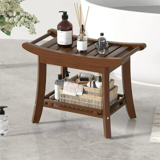 Bamboo Shower Bench with Handles – Shower Stool