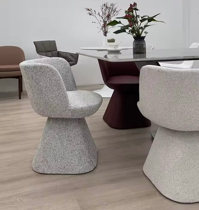 Cotton-Linen Dining Chair, Upholstered Chair with 360° Swivel