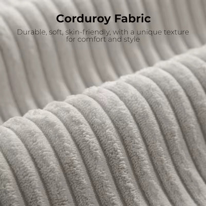 120” Modular L-Shaped Corduroy Sofa, Oversized Greige 3-Seater