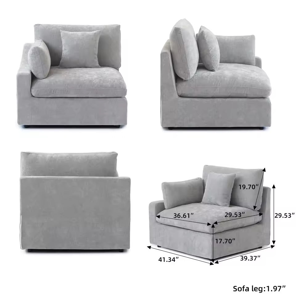 Modular Sectional Sofa, U-Shaped Down-Filled Couch with Ottoman
