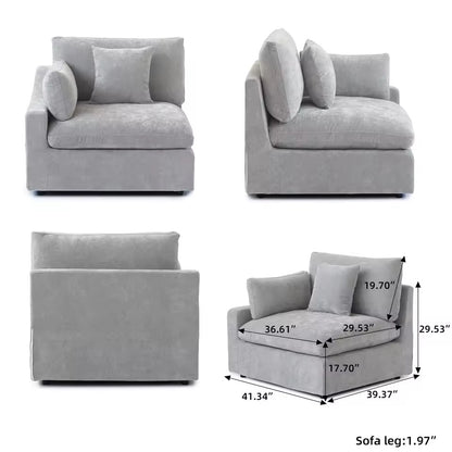 Modular Sectional Sofa, U-Shaped Down-Filled Couch with Ottoman