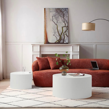 Set of 2 Round and Half-Moon MDF Nesting Coffee Tables