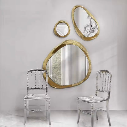 Large Gold Irregular Wall Mirror, Bedroom & Bathroom Accent