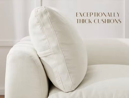 Large Convertible Warm White Sectional Sofa with Ottoman, Seats 7