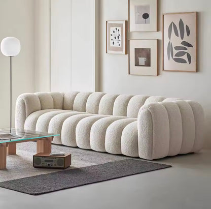 Italian Minimalist Ergonomic Boucle Cloud Sofa, White