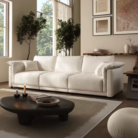 Beige 3 Seater Sectional Sofa, Convertible Deep Seat Couch