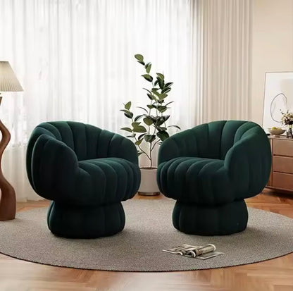 Set of 2 Mid Century Velvet / Sherpa Fabric Swivel Accent Chairs