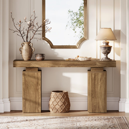 63” Rustic Console Table, Wooden Entryway Table