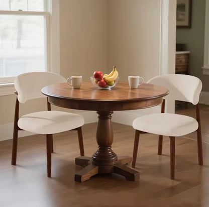 Set of 4 Mid Century Upholstered Dining Chairs Upholstered, Beige