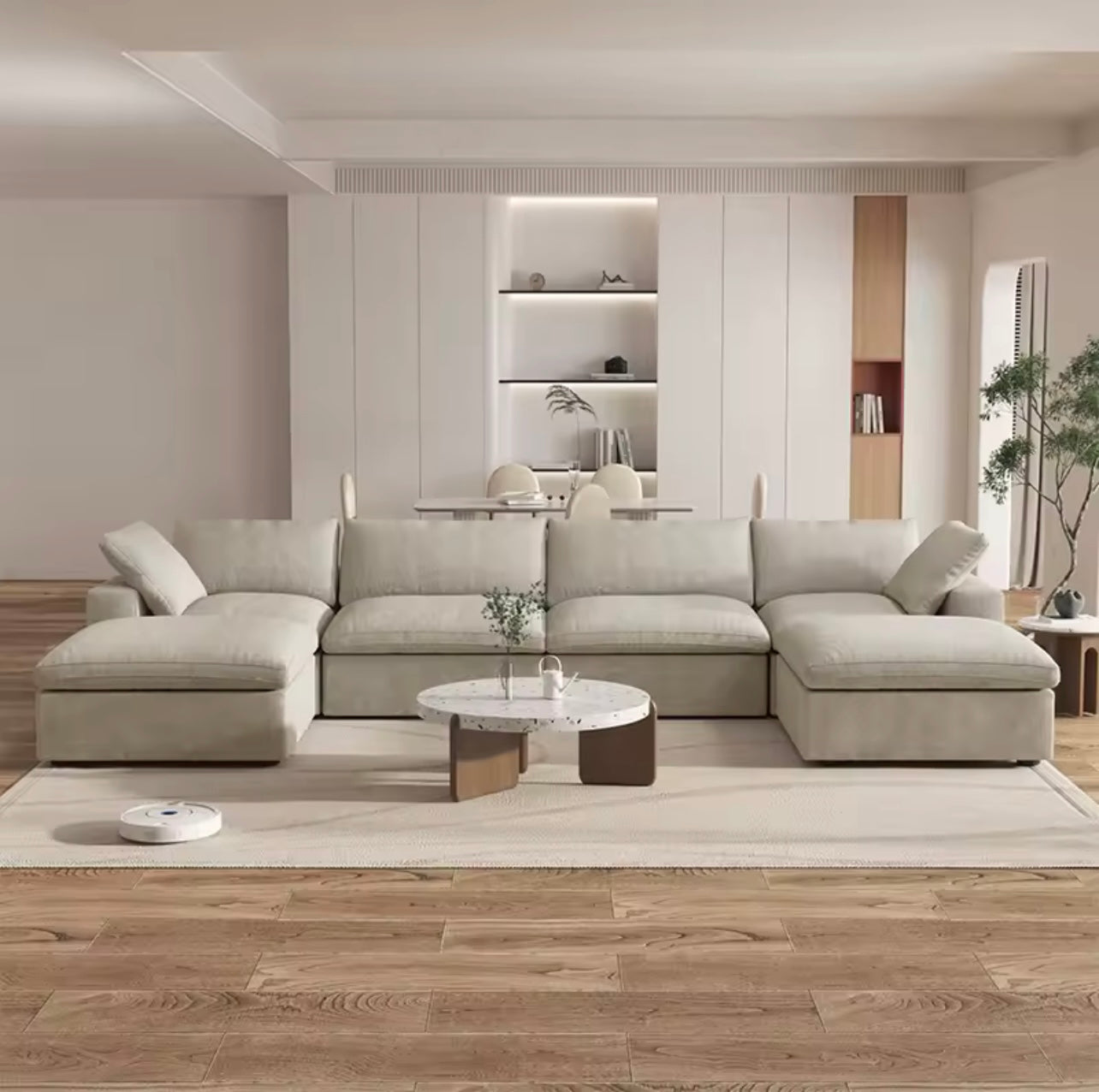 6 Piece Modular U-Shaped Sectional Sofa with Storage Ottomans, Black