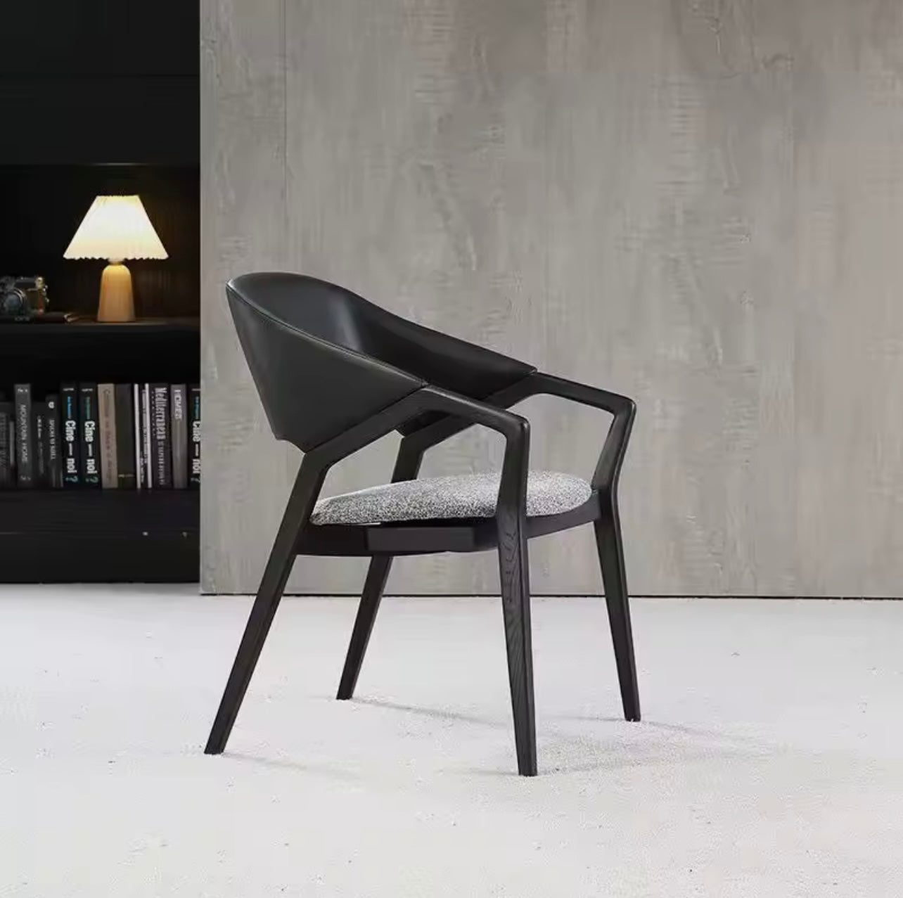 Modern Ash Wood Armchair, Curved Back Dining / Accent Chair