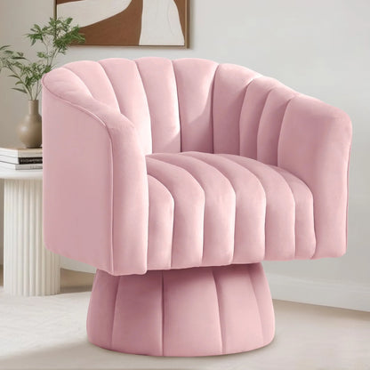 White Upholstered Swivel Chair, Velvet Accent Chair