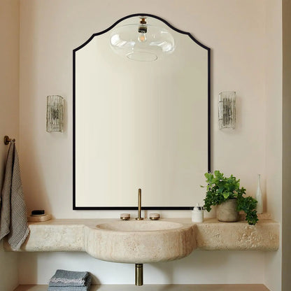40”x28” Large Mirror - Black Arched Mirror - Bathroom Vanity Mirror