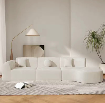 White Modern Curved 7 Seat Sectional Sofa with Chaise