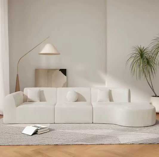 White Modern Curved 7 Seat Sectional Sofa with Chaise