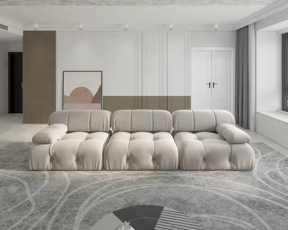 Minimalist Velvet 3 Seater Convertible Modular Sofa