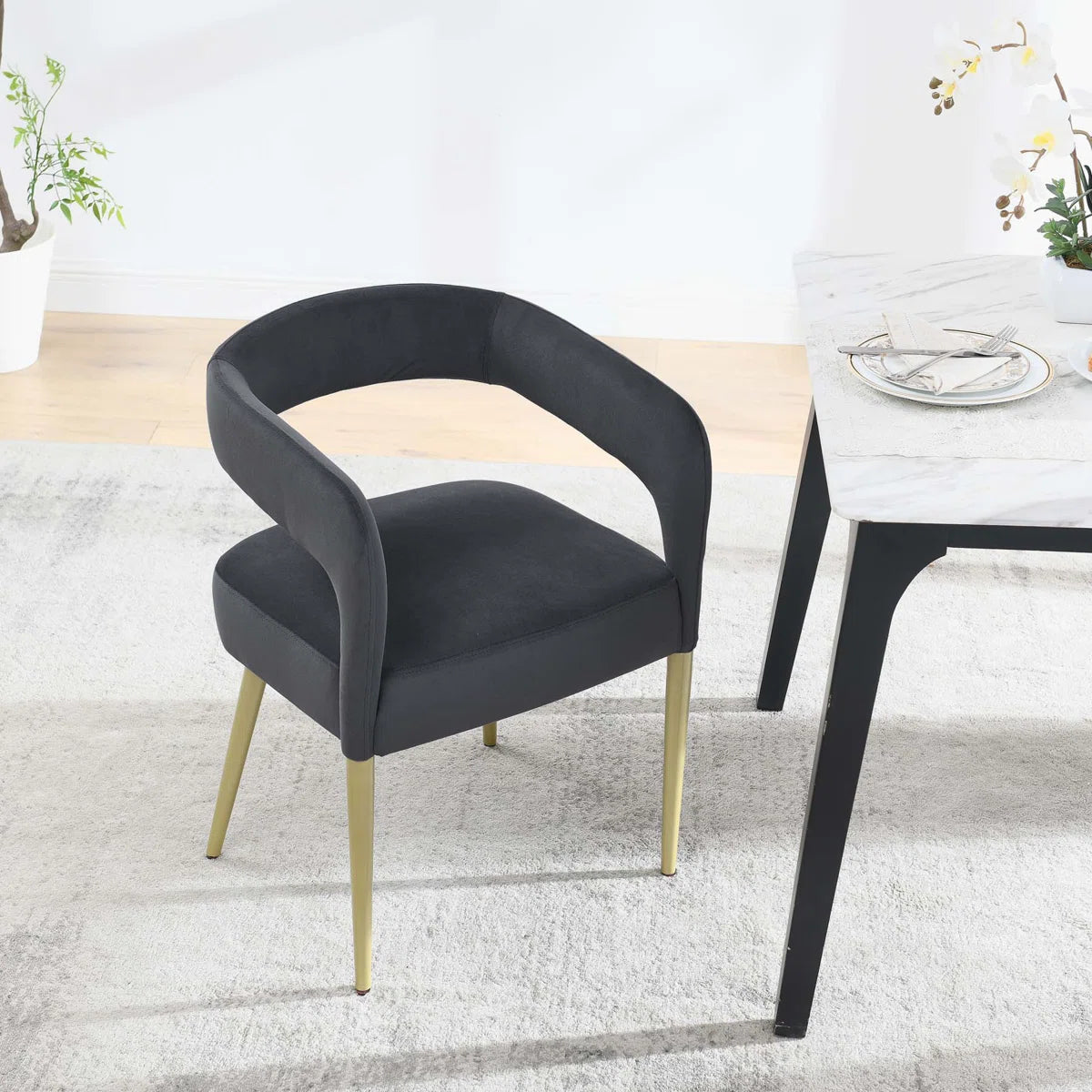 Modern Dining Chair with Padded Cushion - Grey Accent Chair