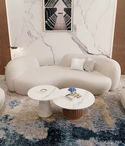 Modern Luxury Curved Lambswool Sofa, White