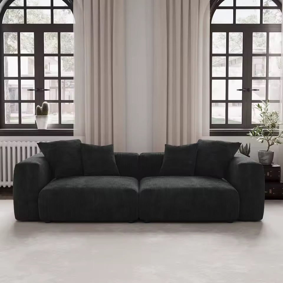 102” L-Shaped Modular Sectional Sofa, Corduroy Fabric with Chaise