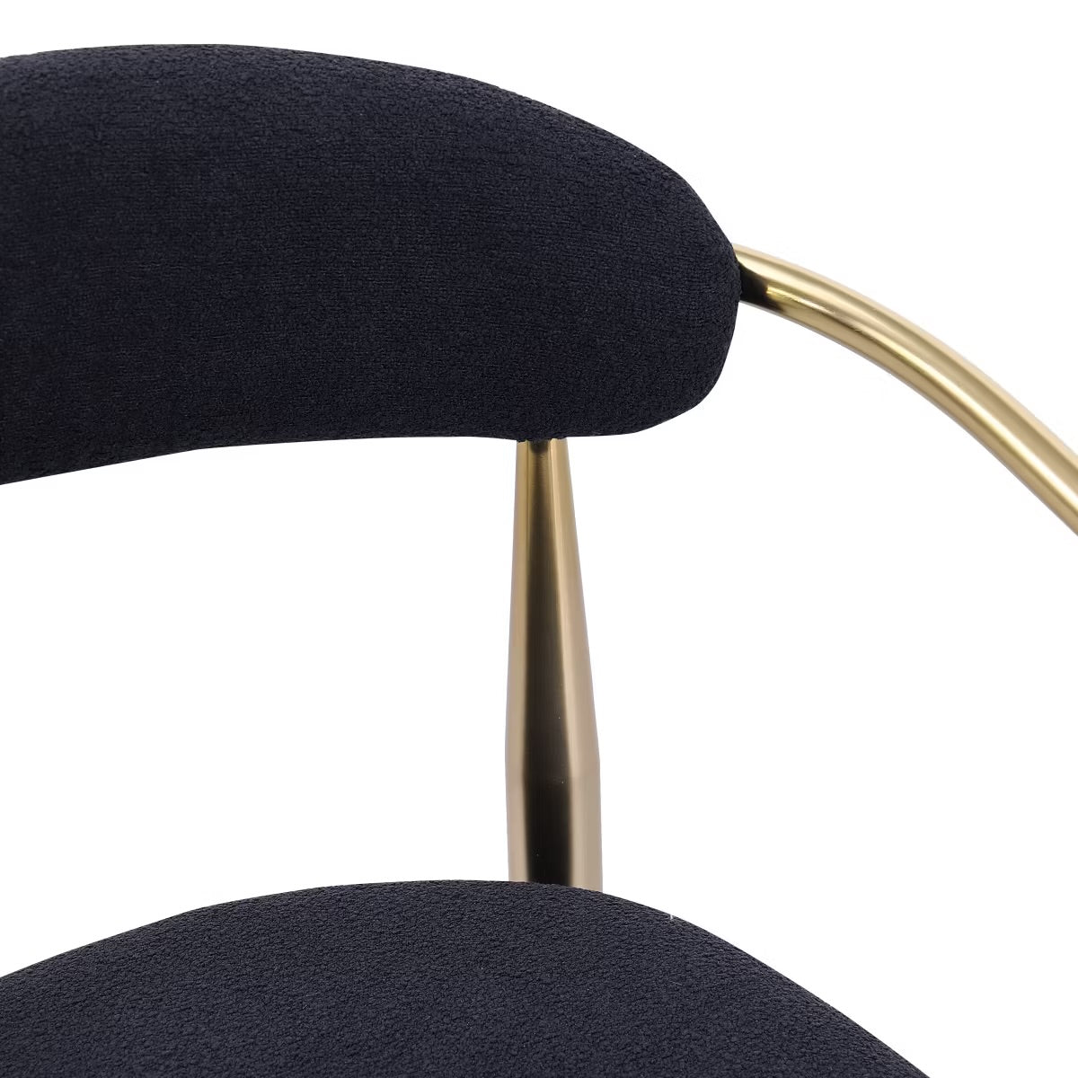 Set of 2 Boucle Upholstered Bar Stools Black & Gold