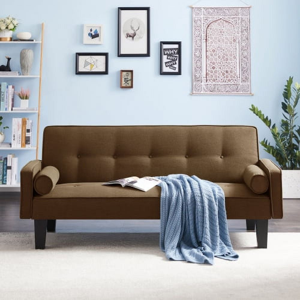 Mid-Century Tufted Loveseat Sofa - Brown Sofa Bed