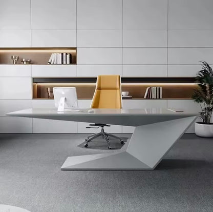 American Oak Executive Desk with U-Base in Charcoal Grey