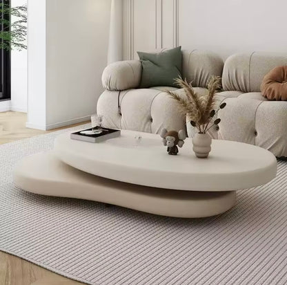 Cream Multi-Layered Freeform Top Rounded MDF Coffee Table