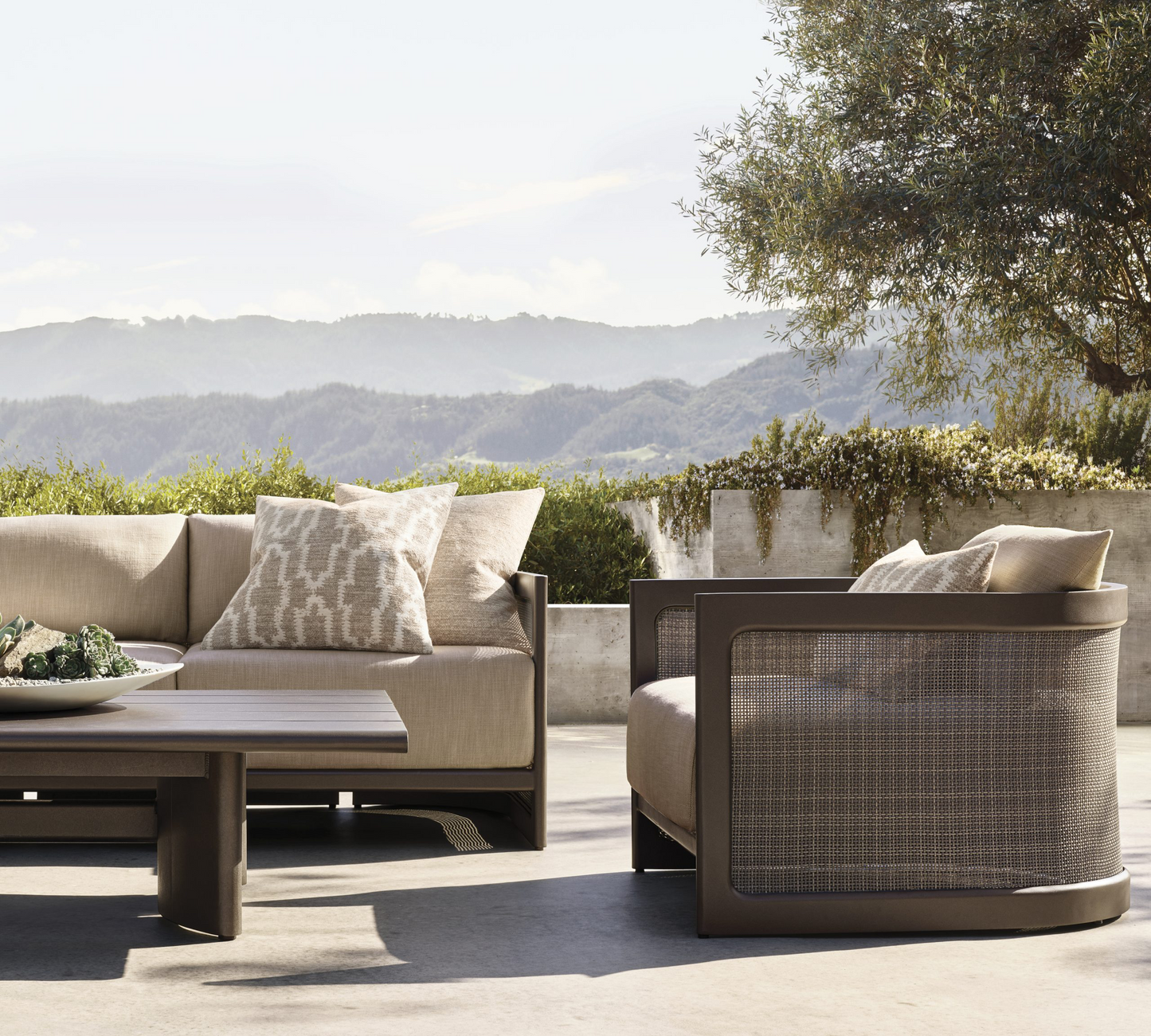 Teak & Rattan Outdoor Sofa Set, Weatherproof & Quick-Dry Cushions
