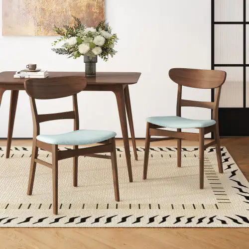 Mint Fabric Dining Chairs Set of 2