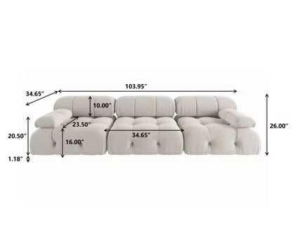 Minimalist Velvet 3 Seater Convertible Modular Sofa