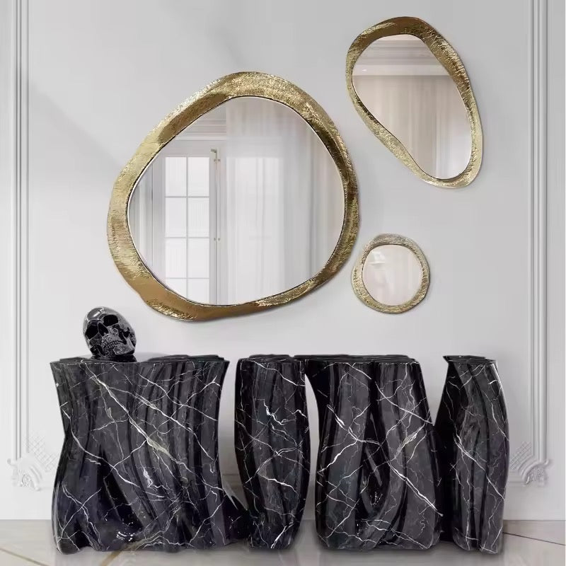 Large Gold Irregular Wall Mirror, Bedroom & Bathroom Accent
