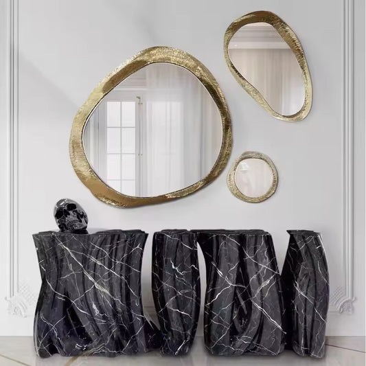 Large Gold Irregular Wall Mirror, Bedroom & Bathroom Accent