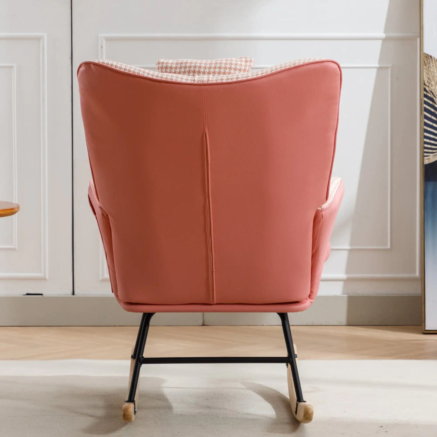 35.5 Inch Wingback Rocking Chair with Solid Wood