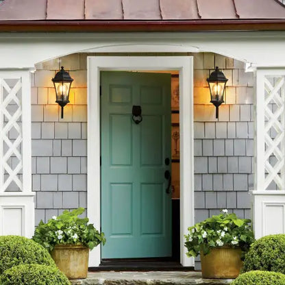 Outdoor Waterproof Wall Lights, Retro Sconce with Light Sensor, Black