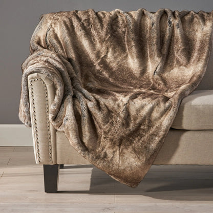 50” x 60” Brown Faux Fur Throw Blanket