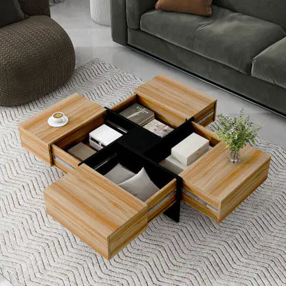 Brown Coffee Table, Center Table with Hidden Storage Compartments