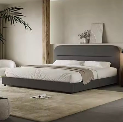 Upholstered Boucle Modern Platform Bed with Rounded Corners