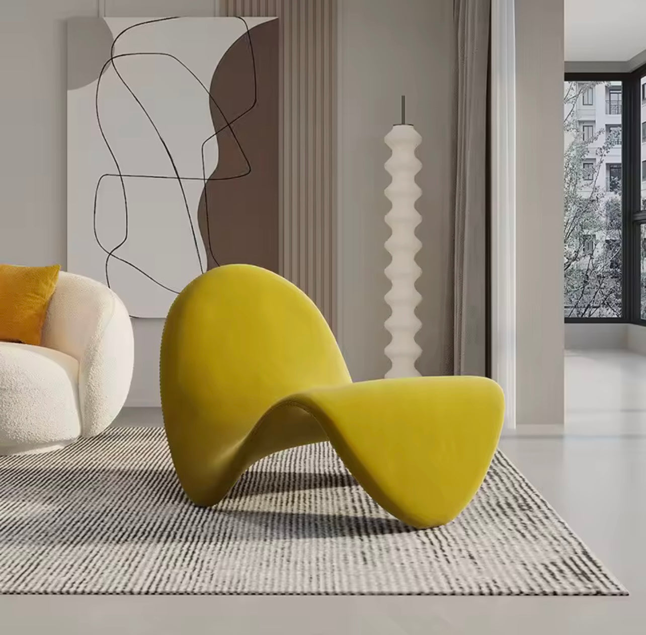 Modern Orange Luxury Flannel Creative Accent Chair