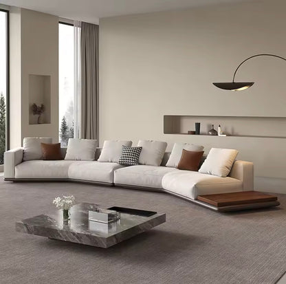 Italian Modern Curved Corner Sofa with Cotton-Linen Fabric